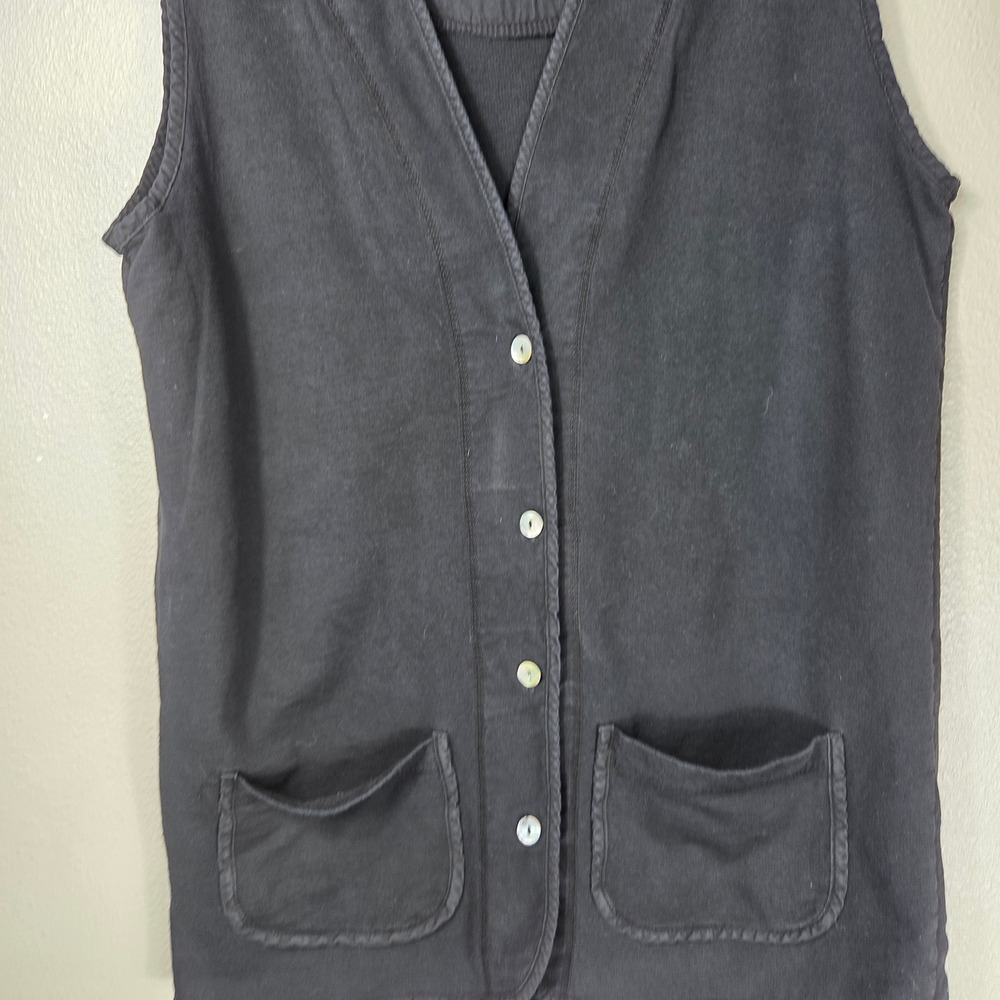 Vintage Hot Cotton Black 100% Cotton Long Vest M Made in USA Minimalist
